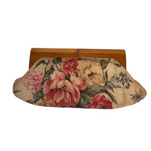 Antique Cabbage Rose Shabby Chic Spring Florals wooden clutch purse bag